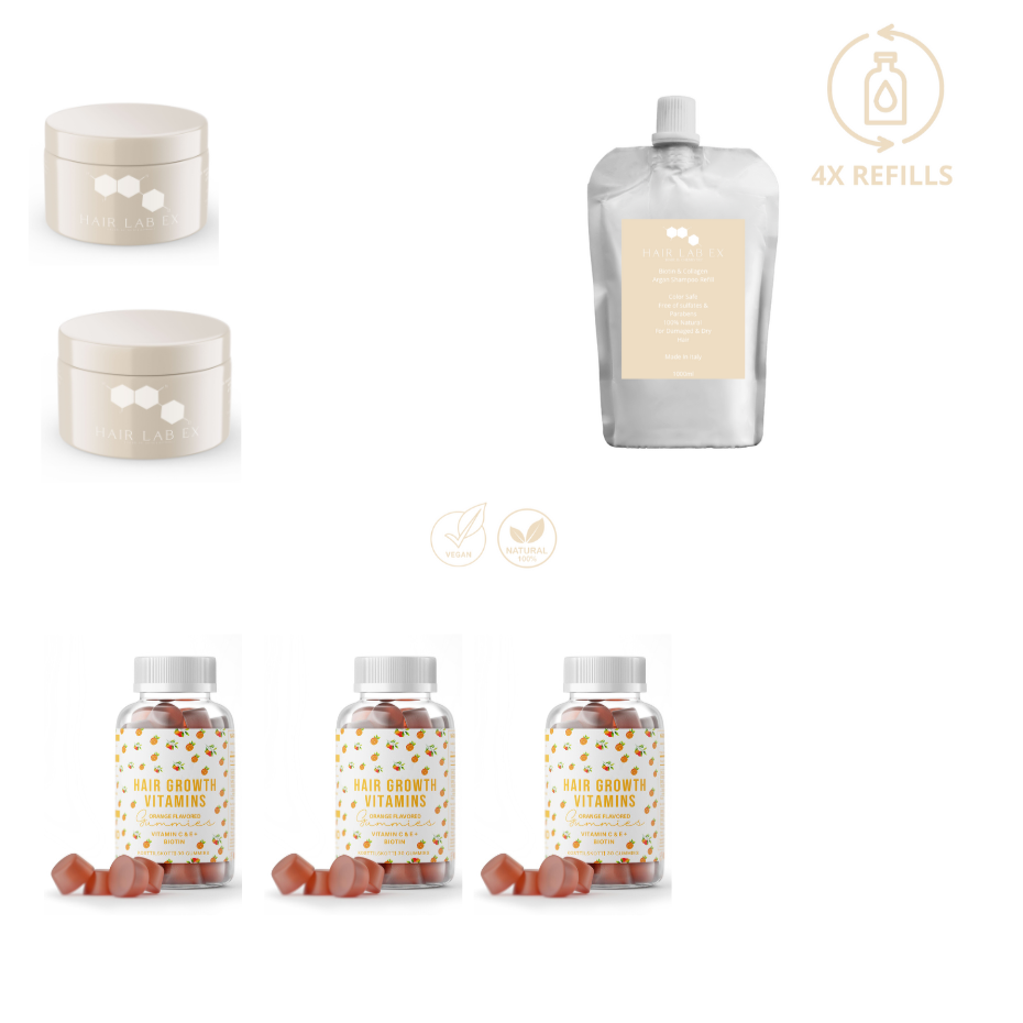 Hair,Skin & Nails Glow Gummies 3 BURKAR PAKETPRIS + BIOTIN & COLLAGEN SCHAMPOO SET